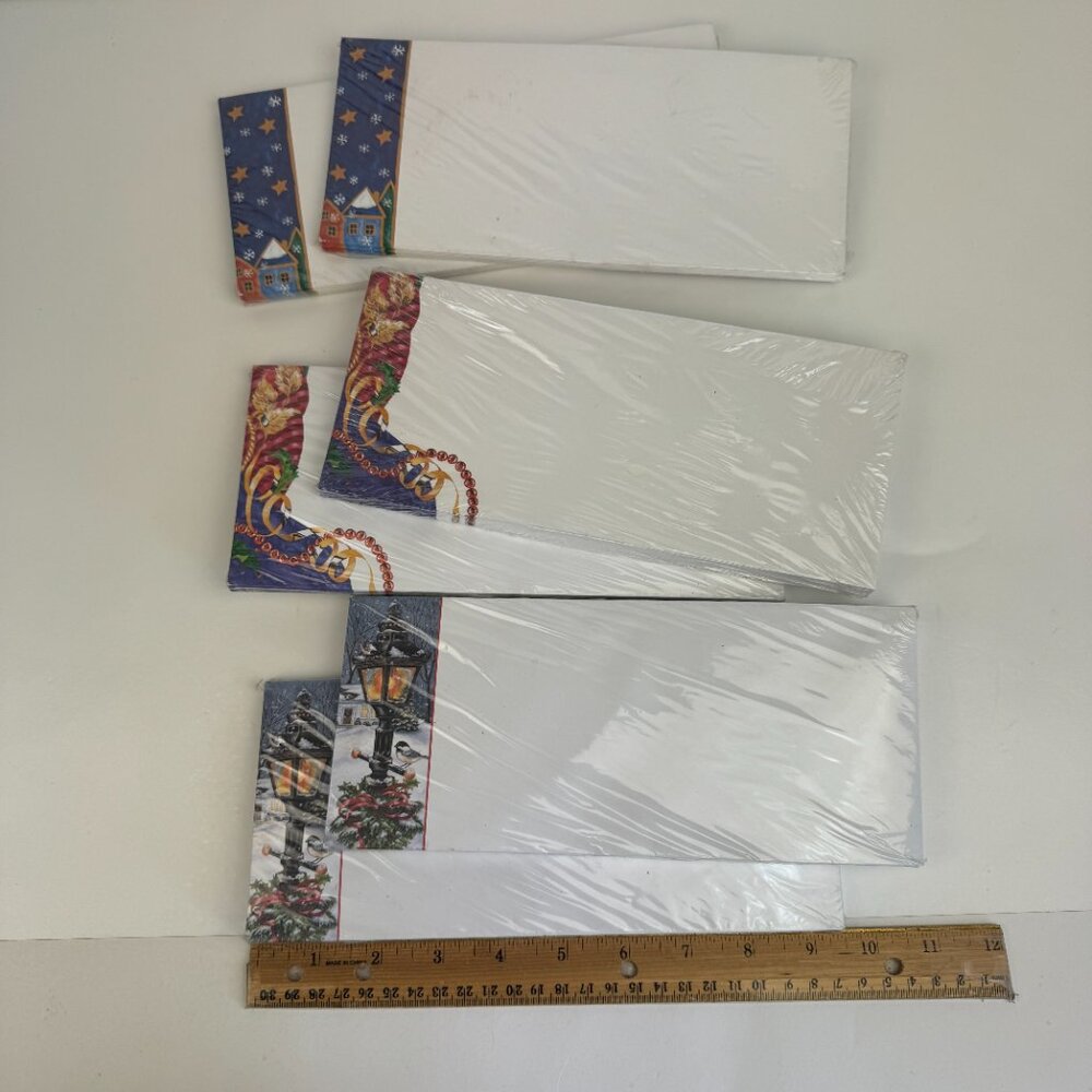 Vtg 6 Pks of 25 Christmas Holiday Theme Envelopes Paper Craze Laser Printer READ